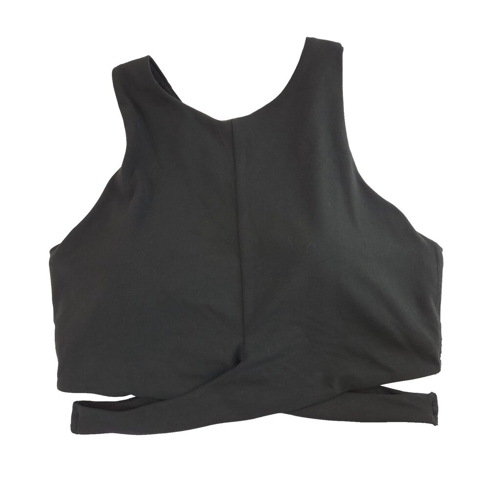 Athleta Conscious Cut Out Crop Top Sports Bra Black L Active Athleisure Yoga